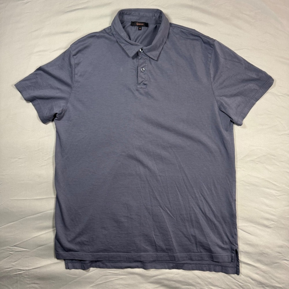 Quince Mens M Pima Cotton Luxe Touch Polo Shirt Faded Indigo Performance Soft